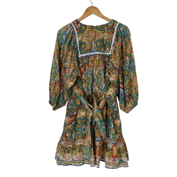 Cleobella Magdalena Mini Dress Las Palmas Sz Medium Paisley Boho Balloon Sleeve - Picture 4 of 11